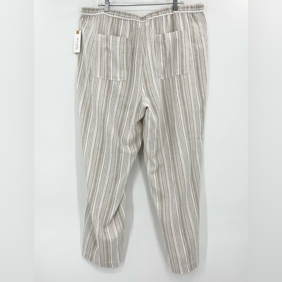 NWT Land n Sea Tan Striped Linen Blend Wide Leg Pants 2X - Picture 2 of 12
